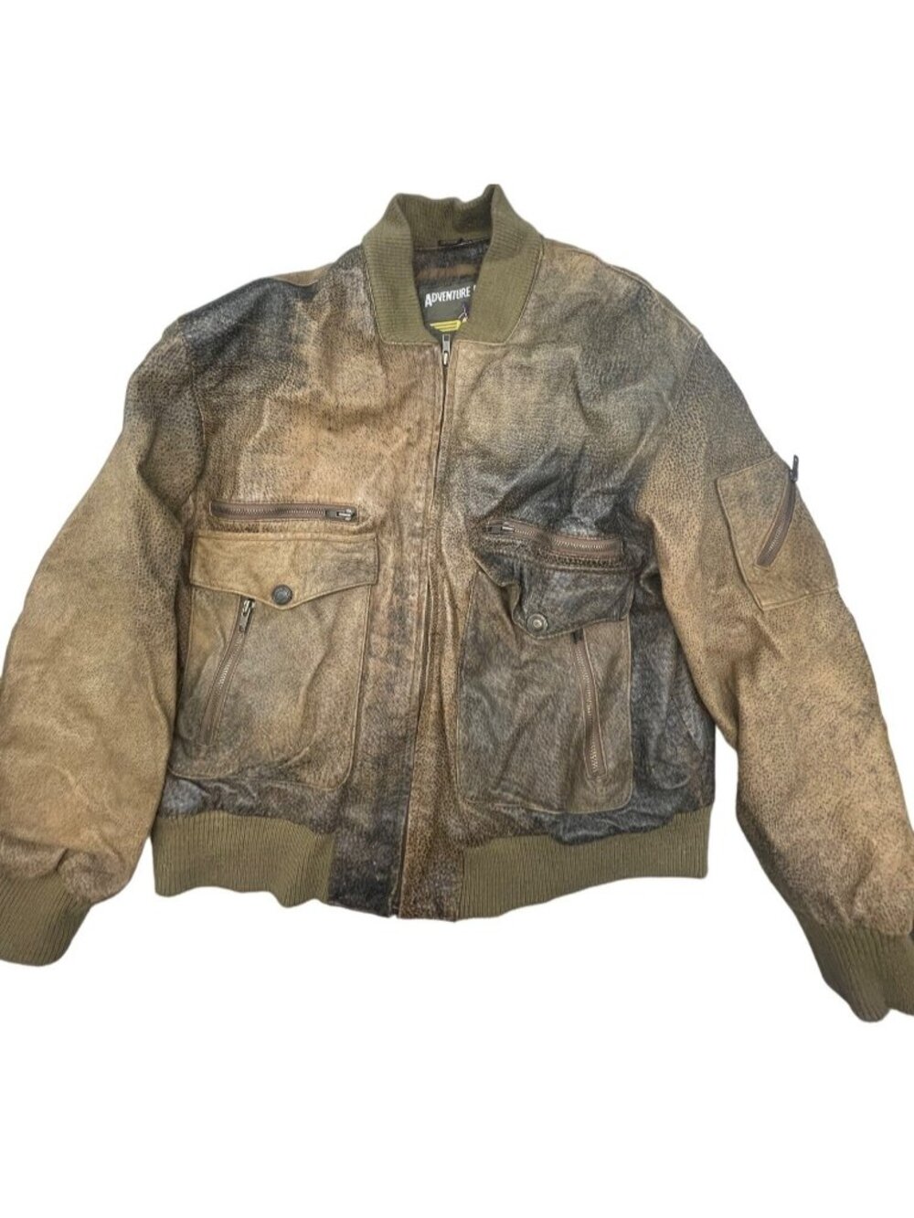 vintage adventure bound leather jacket aviator's brown Harley Davidson L  READ